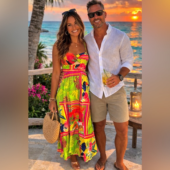 Unk Dresses & Skirts - Vibrant Floral Key-Hole Maxi Dress,Cotton Blend, Excellent Condition, Size M